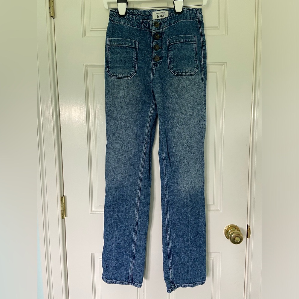 REFORMATION HIGH RISE STRAIGHT PATCH POCKET JEAN